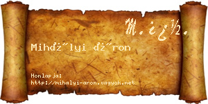 Mihályi Áron névjegykártya